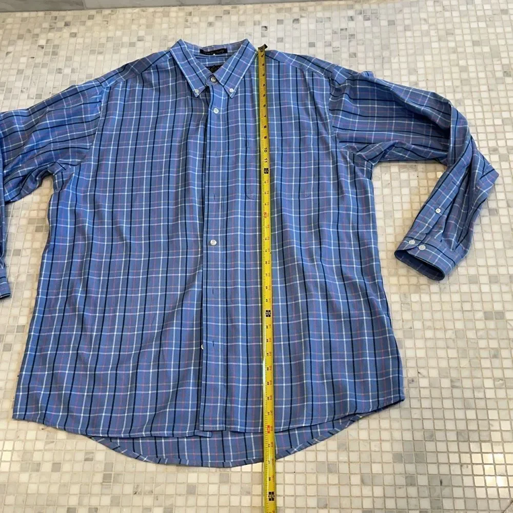 Harold Powell Long Sleeve Blue Check Dress Shirt